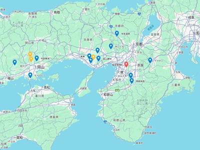処分場の位置をプロットした地図
